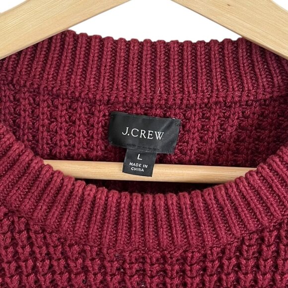J. Crew Mens Heavyweight Chunky Knit Crewneck Sweater Burgundy Large - Picture 3 of 4